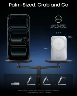 Anker Prime Foldable trådlös laddstation 3-i-1 MagGo Silver