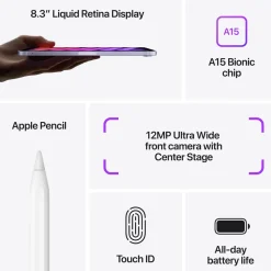 Apple iPad mini (6:e gen.) 64 GB 5G Stjärnglans