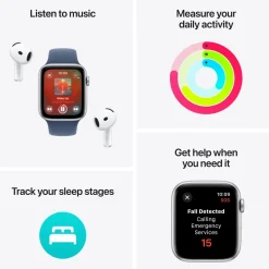 Apple Watch SE GPS 44 mm Starlight Case med Starlight Sport band S/M