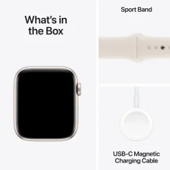 Apple Watch SE GPS 44 mm Starlight Case med Starlight Sport band S/M