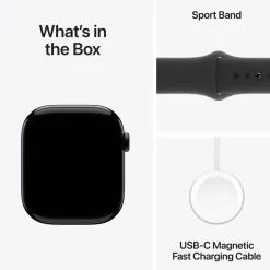 Apple Watch Series 10 GPS 46 mm Jet Black Case med Black Sport band M/L