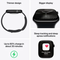 Apple Watch Series 10 GPS 42 mm Jet Black Case med Black Sport Band S/M