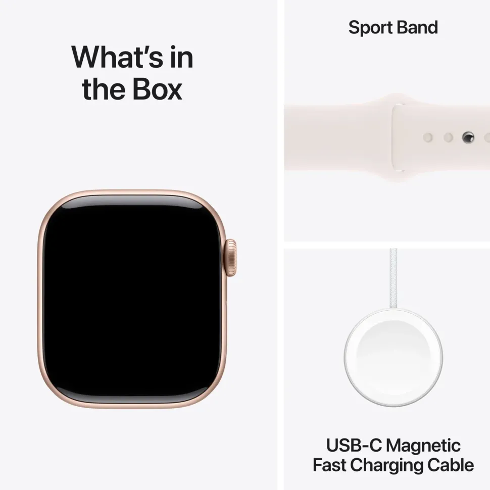 Apple Watch Series 10 GPS 42 mm Rose Gold Case med Light Blush Sport Band S/M
