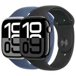 Apple Watch Series 10 GPS 46 mm Silver Case med Denim Sport band M/L