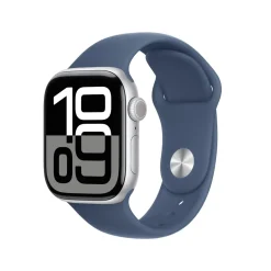 Apple Watch Series 10 GPS 42 mm Silver Case med Denim Sport Band M/L