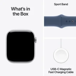 Apple Watch Series 10 GPS 42 mm Silver Case med Denim Sport Band M/L