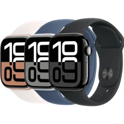 Apple Watch Series 10 GPS 42 mm Silver Case med Denim Sport Band M/L