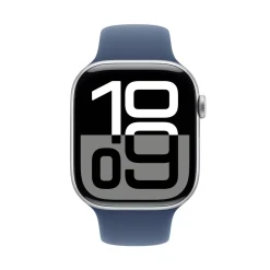 Apple Watch Series 10 GPS 46 mm Silver Case med Denim Sport band S/M