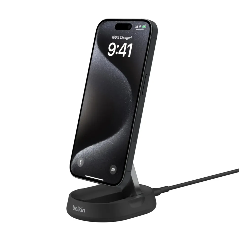 Belkin BoostCharge Pro Laddställ med Qi2 15 W Svart
