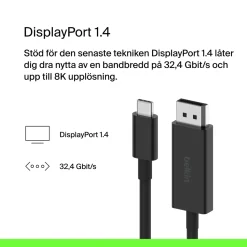 Belkin USB-C-kabel till Displayport 8K/60 Hz 2 m