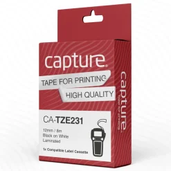 Capture Märktejp för Brother P-touch Svart på Vit 12 mm x 8 m