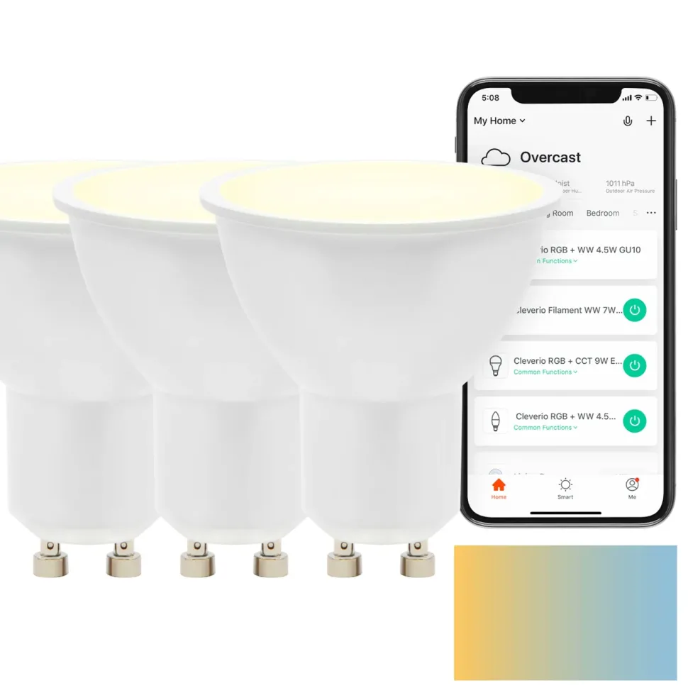 Cleverio Smart GU10 LED-lampa 400 lm 3-pack