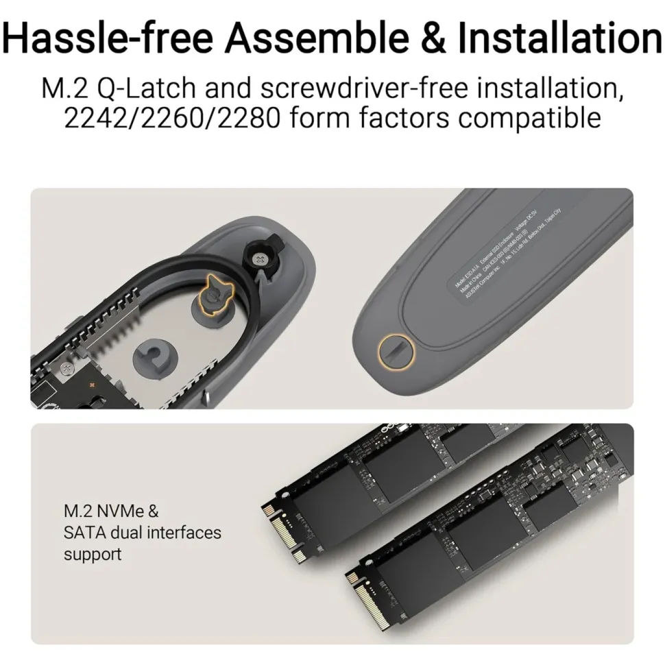 Cobble SSD Enclosure Hårddiskkabinett M.2 Grå