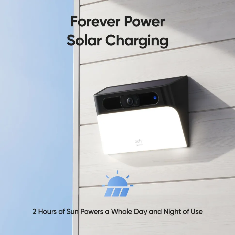 Eufy Solcellsdriven vägglampa med kamera S120