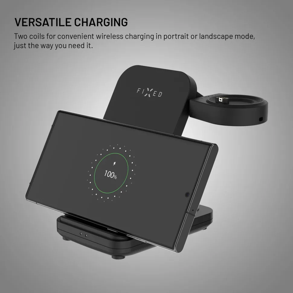 Fixed 3‑in‑1 Trådlös Laddstation för Garmin – Svart
