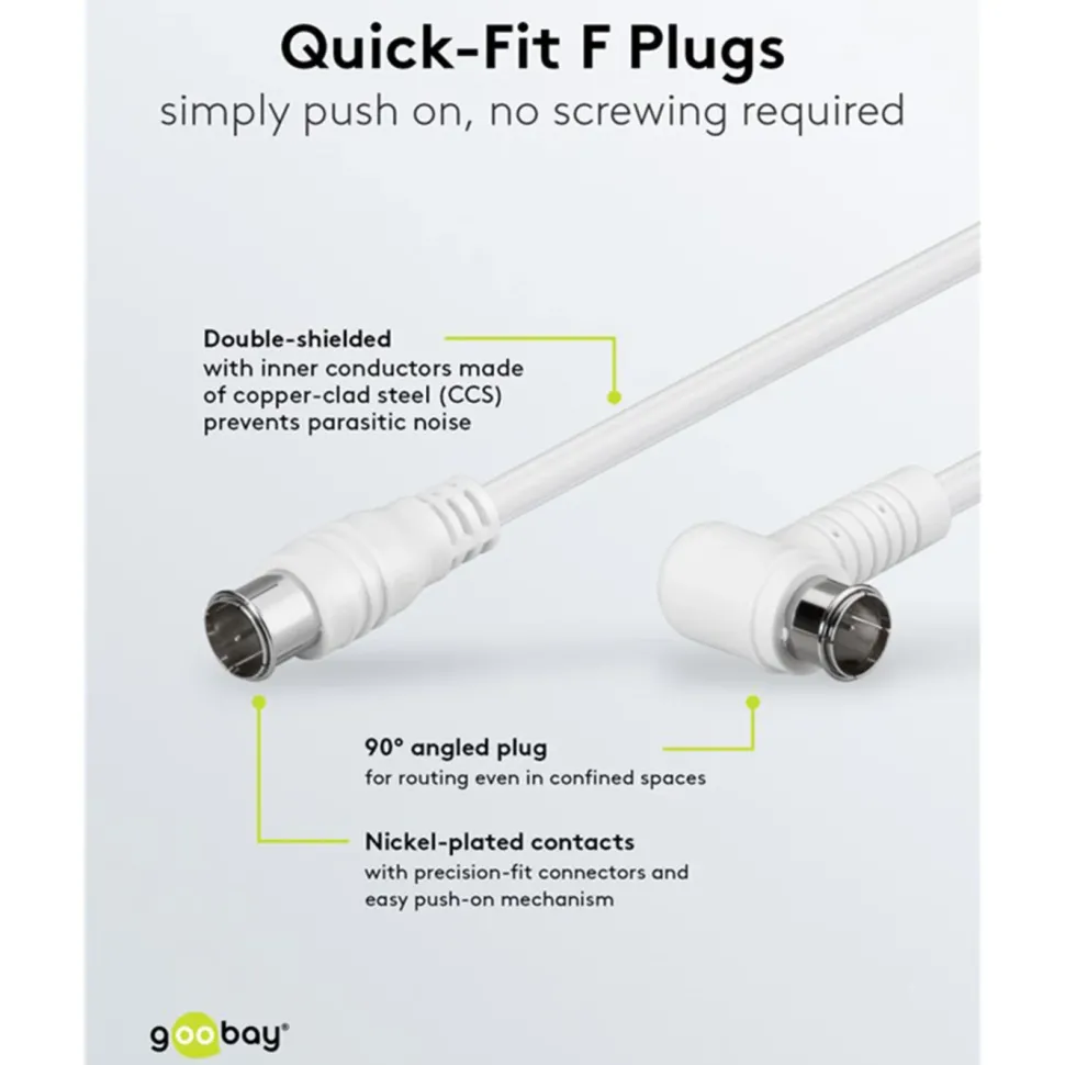 F-kabel Vit vinklad 5 m