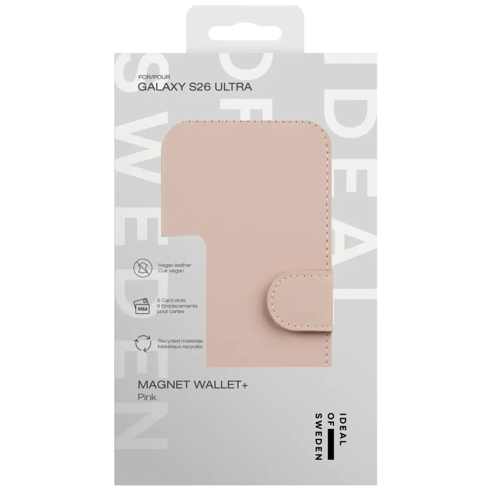 IDEAL OF SWEDEN Magnet Wallet+ - plånboksfodral till Galaxy S26 Ultra Pink