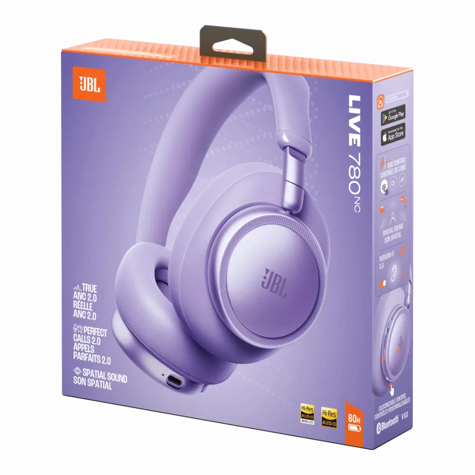 JBL Live 780NC over-ear-hörlurar med brusreducering Purple