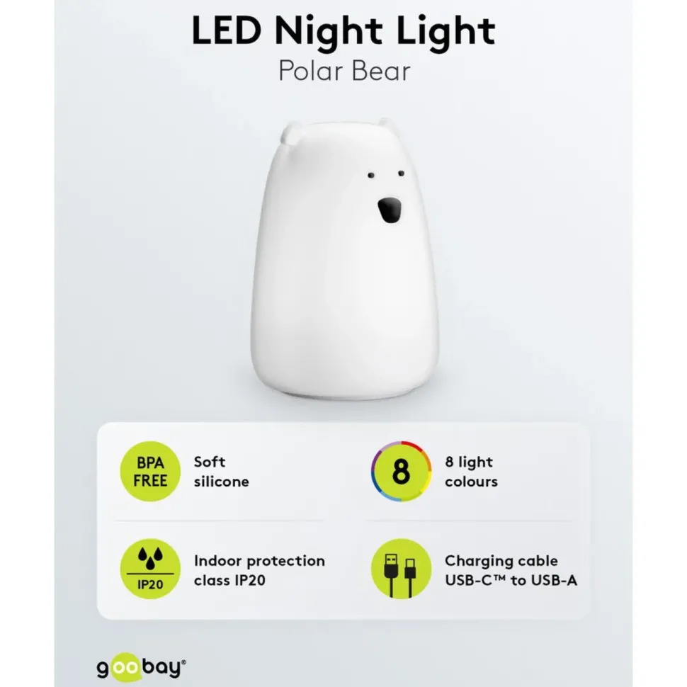LED-nattlampa Isbjörn