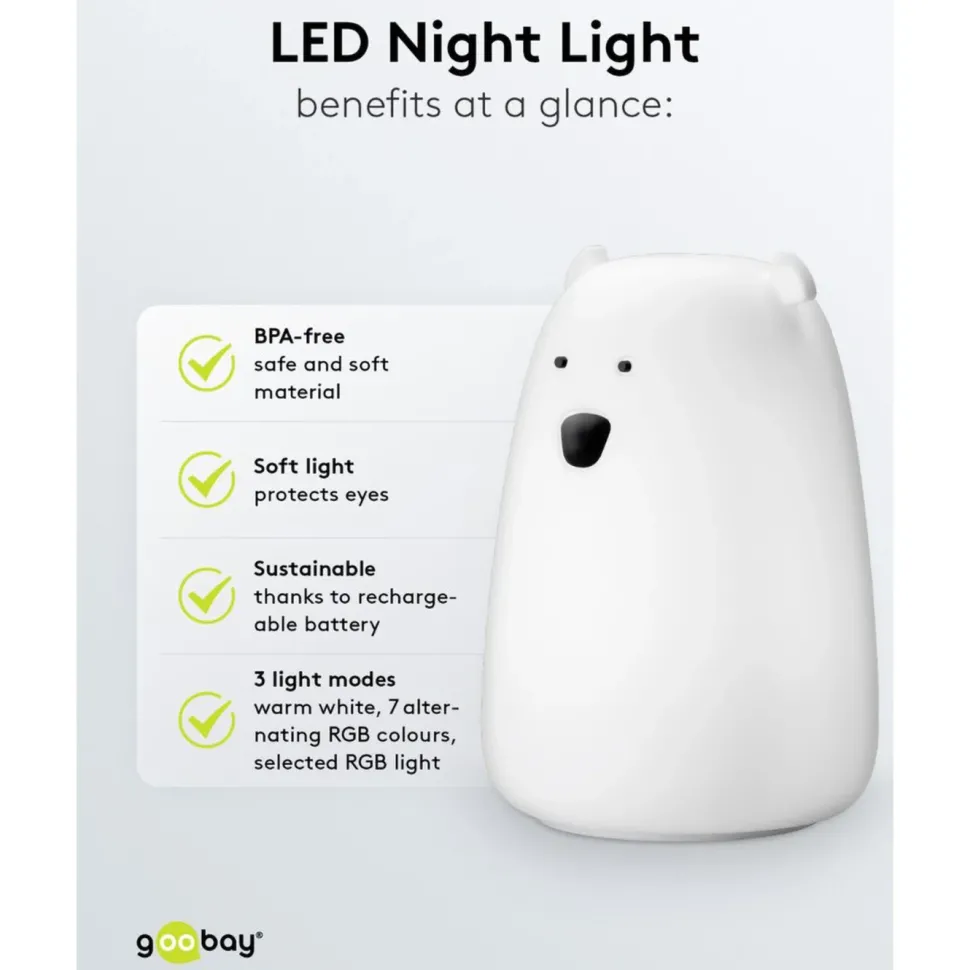 LED-nattlampa Isbjörn