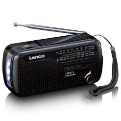 Lenco MCR-113BK FM-radio med dynamo- och solcellsladdning
