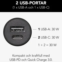 Linocell Billaddare med snabbladdning 30 W