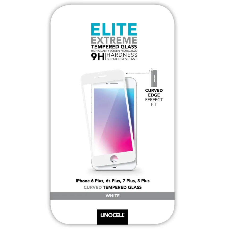 Linocell Elite Extreme Curved Skärmskydd för iPhone 6, 7 och 8 Plus Vit