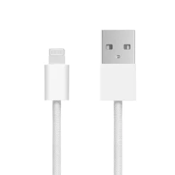 Linocell Flätad USB-A- till Lightning-kabel Vit 2 m