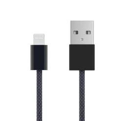 Linocell Flätad USB-A- till Lightning-kabel Svart 2 m