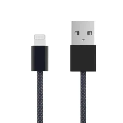 Linocell Flätad USB-A- till Lightning-kabel Svart 0,5 m