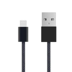 Linocell Flätad USB-A- till Lightning-kabel Svart 1 m