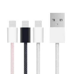Linocell Flätad USB-A- till Lightning-kabel Svart 1 m