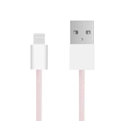 Linocell Flätad USB-A- till Lightning-kabel Rosa 1 m