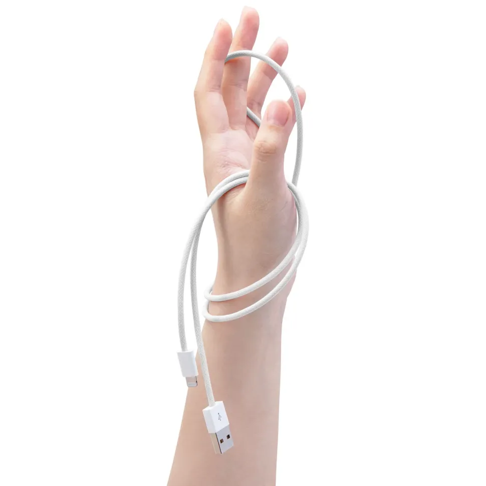 Linocell Flätad USB-A- till Lightning-kabel Vit 0,5 m