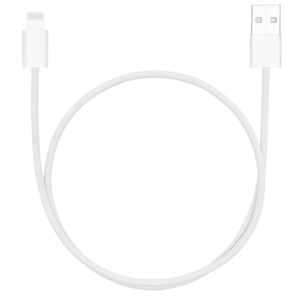 Linocell Flätad USB-A- till Lightning-kabel Vit 0,5 m