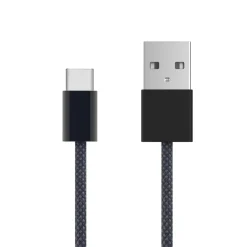 Linocell Flätad USB-A- till USB-C-kabel Svart 2 m