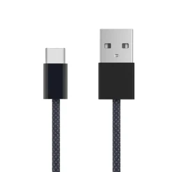 Linocell Flätad USB-A- till USB-C-kabel Svart 1 m