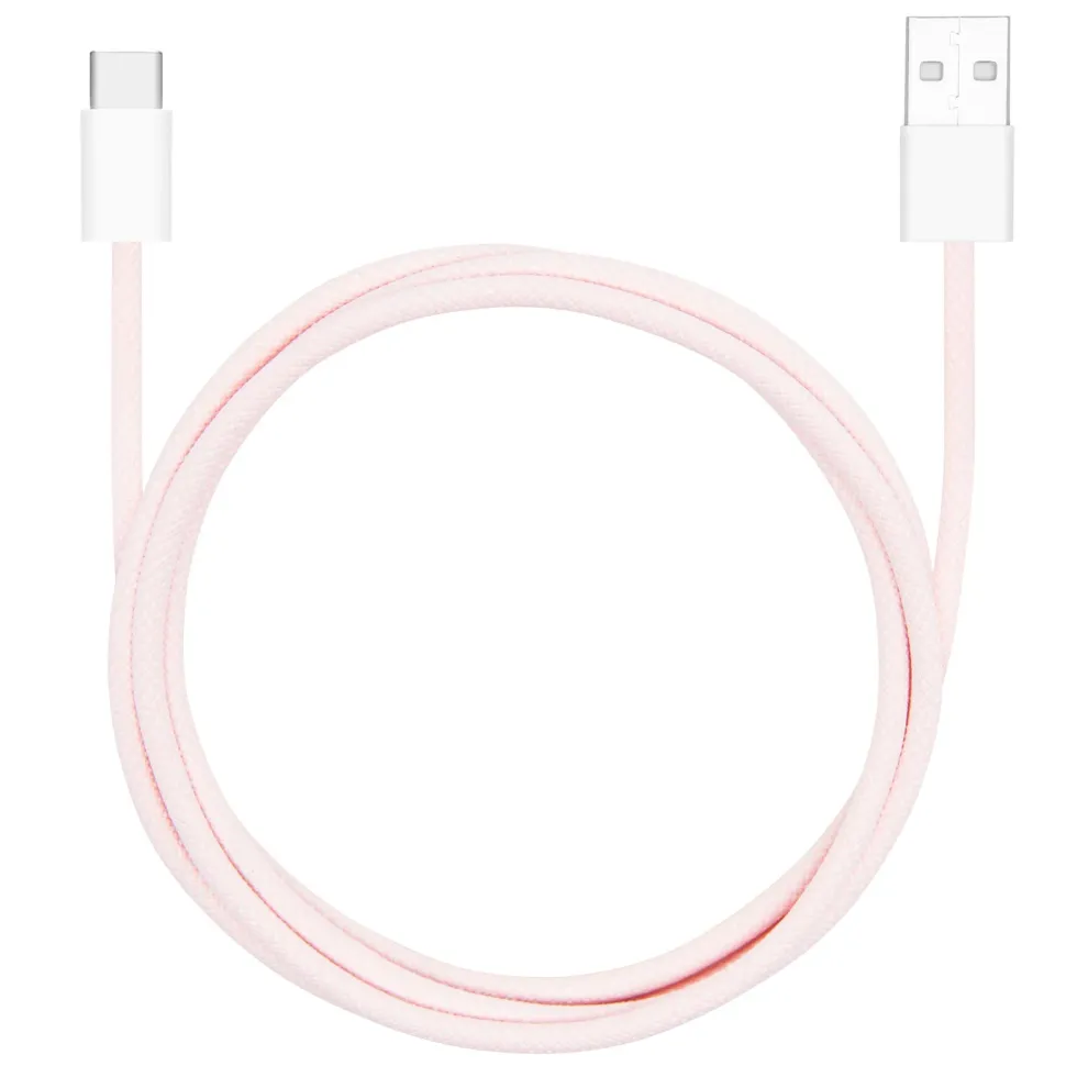 Linocell Flätad USB-A- till USB-C-kabel Rosa 1 m