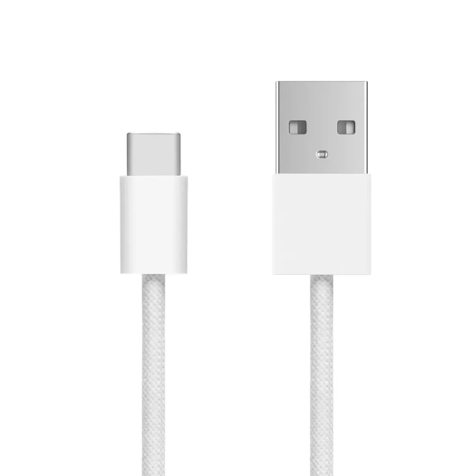 Linocell Flätad USB-A- till USB-C-kabel Vit 1 m