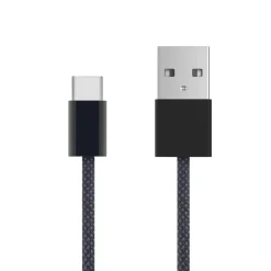 Linocell Flätad USB-A- till USB-C-kabel Svart 0,5 m