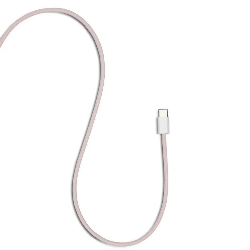 Linocell Flätad USB-A- till USB-C-kabel Rosa 2 m