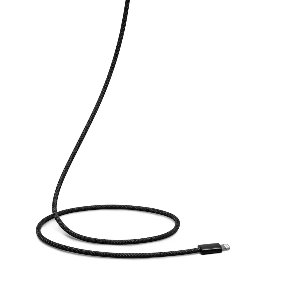 Linocell Flätad USB-C- till Lightning-kabel Svart 1 m