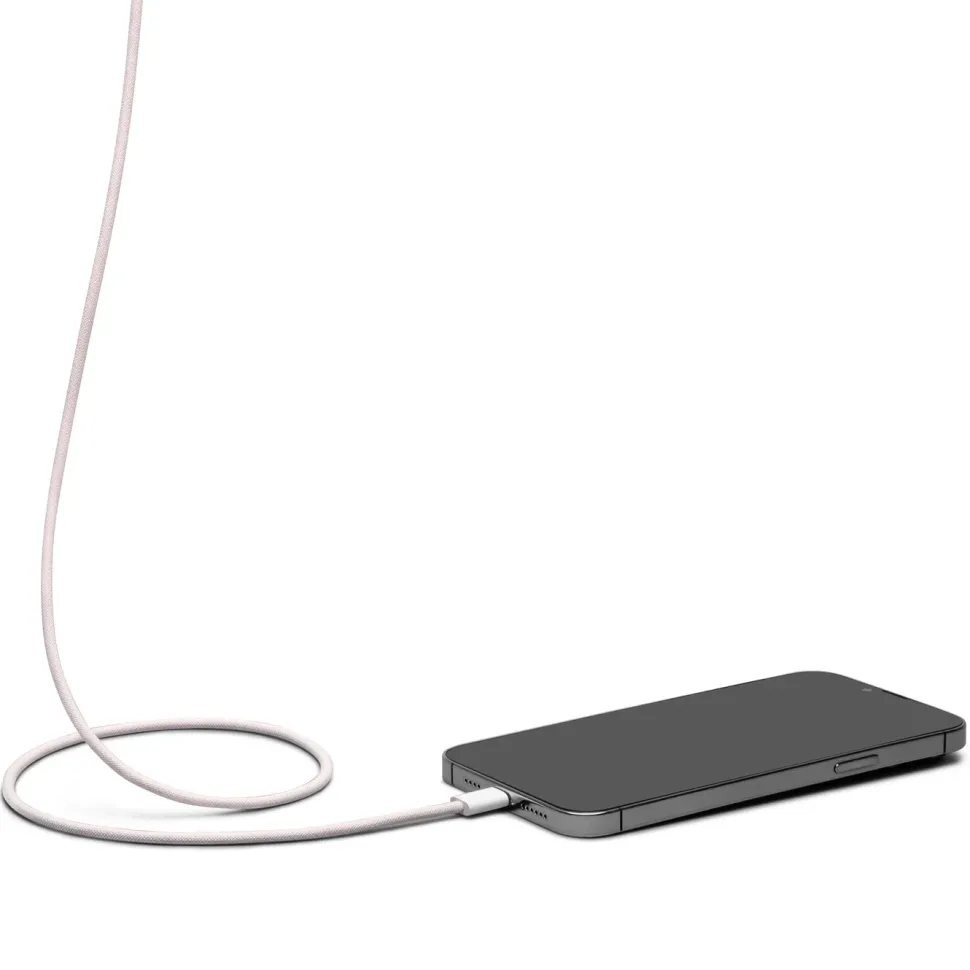 Linocell Flätad USB-C- till Lightning-kabel Rosa 2 m
