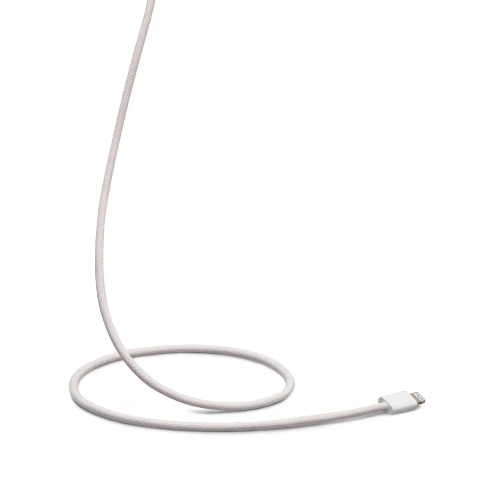 Linocell Flätad USB-C- till Lightning-kabel Rosa 2 m