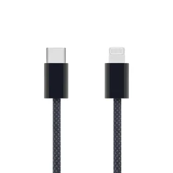 Linocell Flätad USB-C- till Lightning-kabel Svart 2 m