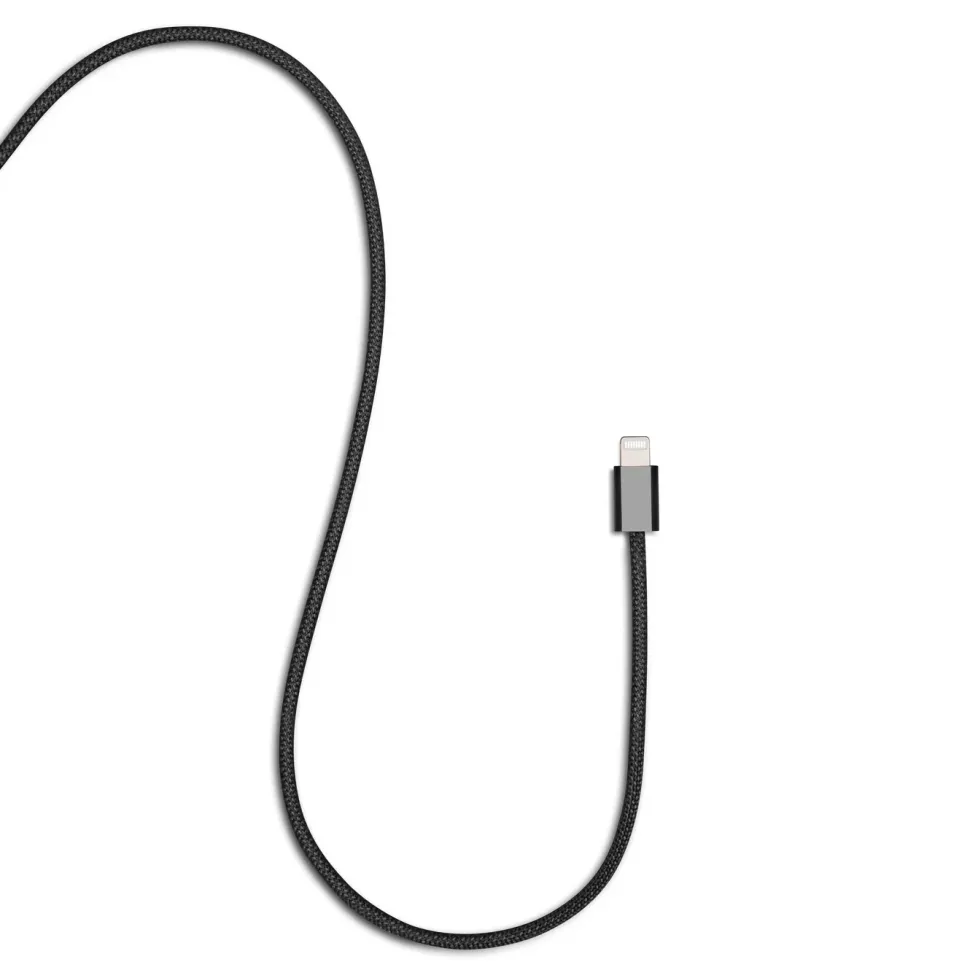 Linocell Flätad USB-C- till Lightning-kabel Svart 2 m