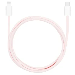 Linocell Flätad USB-C- till Lightning-kabel Rosa 1 m