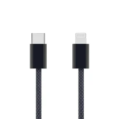 Linocell Flätad USB-C- till Lightning-kabel Svart 0,5 m