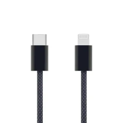 Linocell Flätad USB-C- till Lightning-kabel Svart 0,5 m