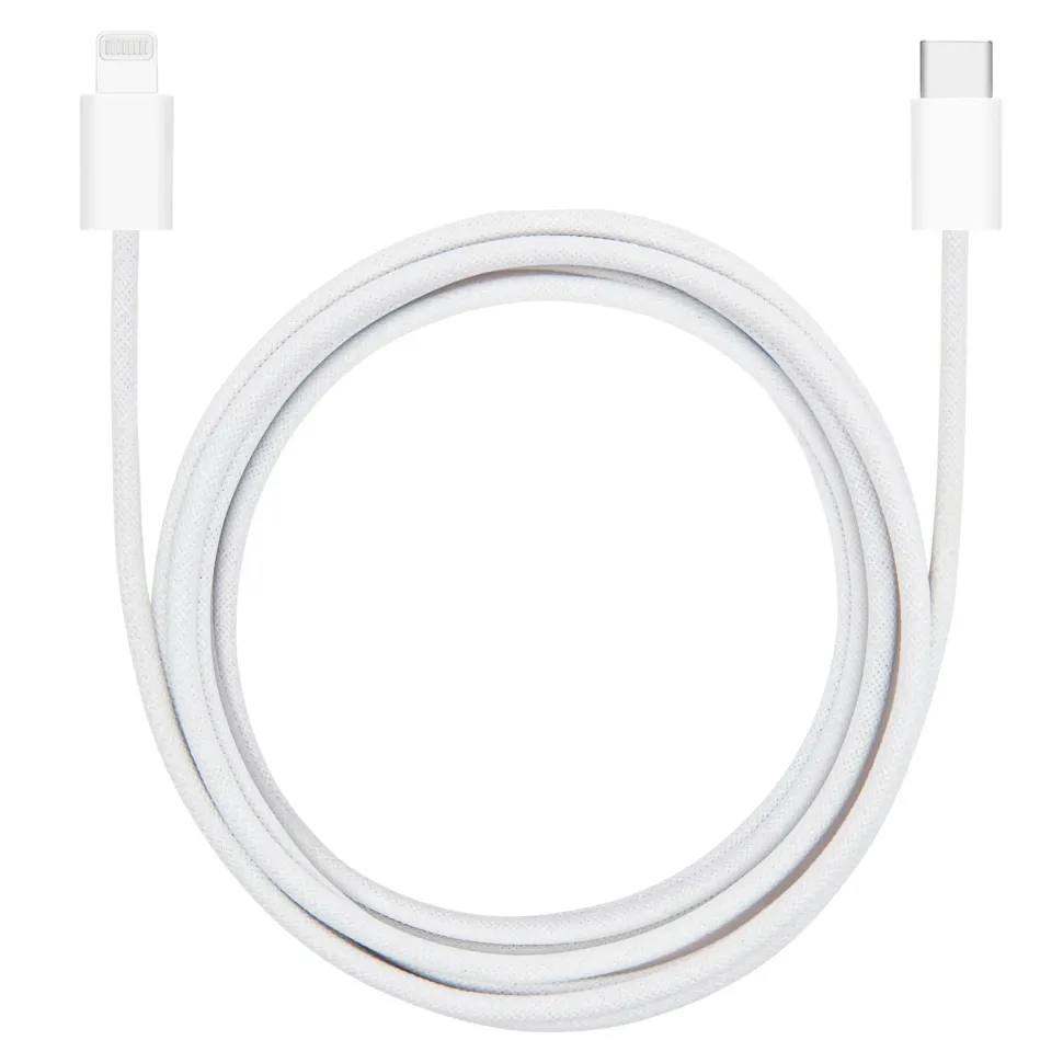 Linocell Flätad USB-C- till Lightning-kabel Vit 2 m